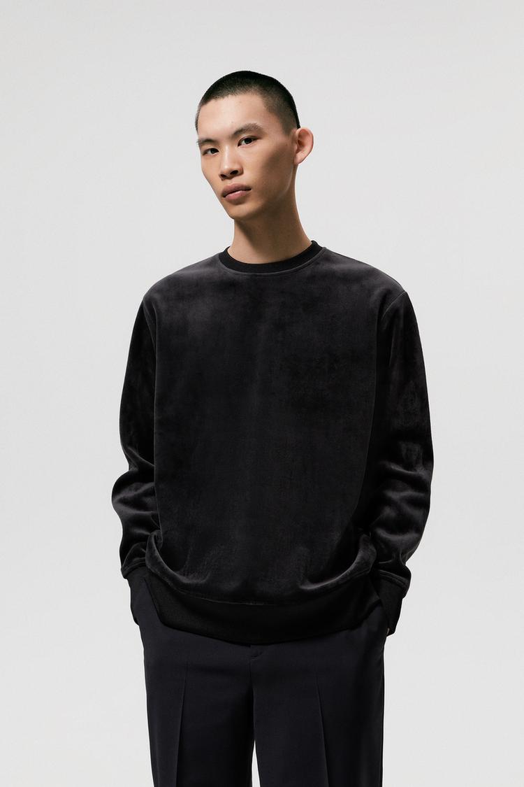 Zara velvet sweatshirt deals